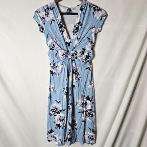 Seraphine Blue Floral Knotted Maternity Dress sz 2